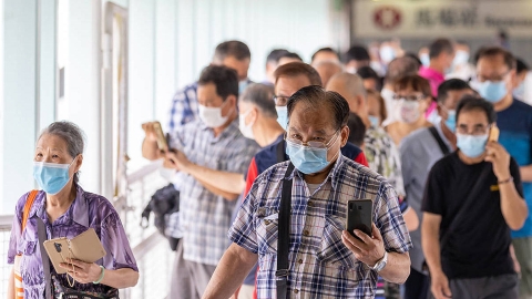 Chinese crowd of older citizens