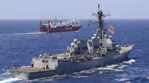 A US destroyer operates in the Red Sea, May 2023