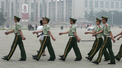 Chinese guards marching