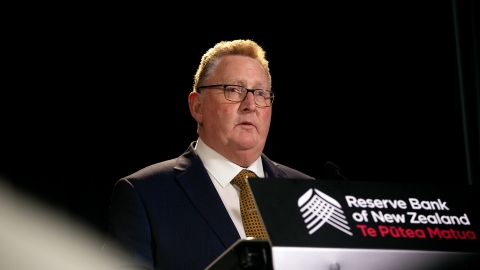 Reserve Bank Governor Adrian Orr speaks at a press conference in February