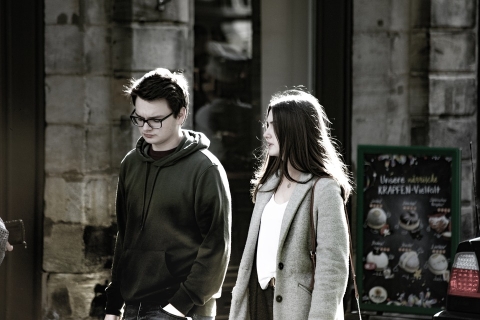 Young couple on street