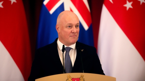 Prime Minister Christopher Luxon at a press conference in Singapore, April 2024
