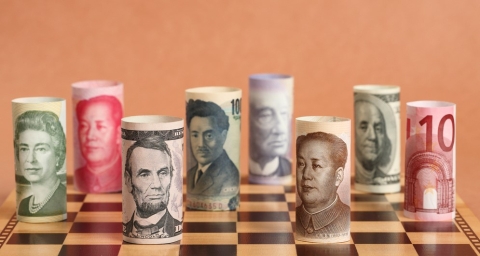 Currencies on chessboard