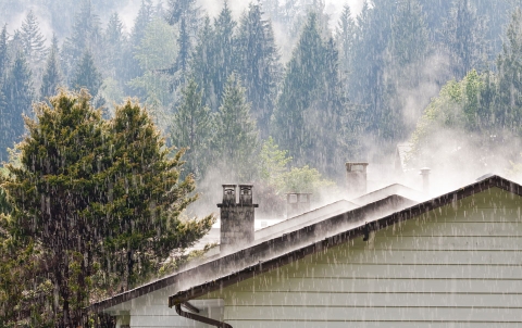 House in the rain