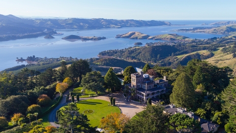 Larnach Castle, Ōtepoti/Dunedin, and the Otago harbour