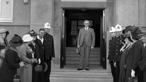 Michael Joseph Savage opening the Social Security & Health Department after the original Social Security Act was passed, 1938