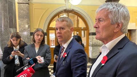 Labour leader Chris Hipkins and trade spokesperson Damien O'Connor speaks to media about the India free trade agreement. 