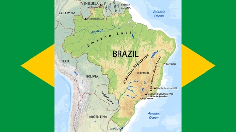 Brazil map & flag