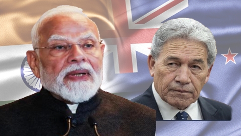 Indian Prime Minister Narendra Modi, and NZ Foreign Minister Winston Peters