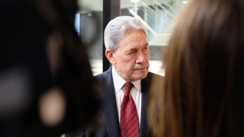 NZ First leader Winston Peters talks to media after his public meeting in Lower Hutt on Wednesday. Image source: Anna Whyte