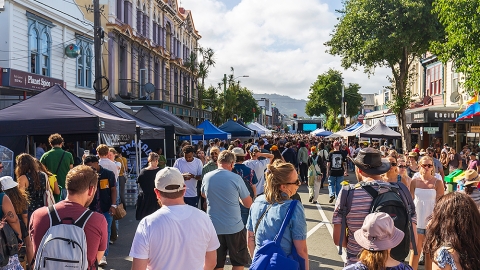 Wellington crowd, street festival